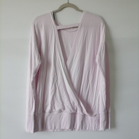 Athleta Womens Pale Pink Surplice Back Long Sleeve Blouse Top Size Small - Picture 4 of 8